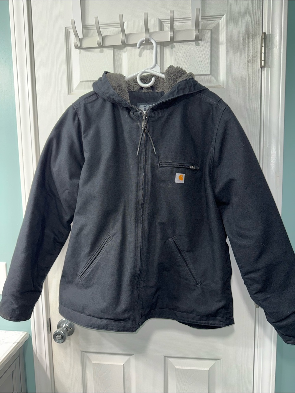 Women’s Carhartt Black Hooded Sherpa-Lined Utility Jacket